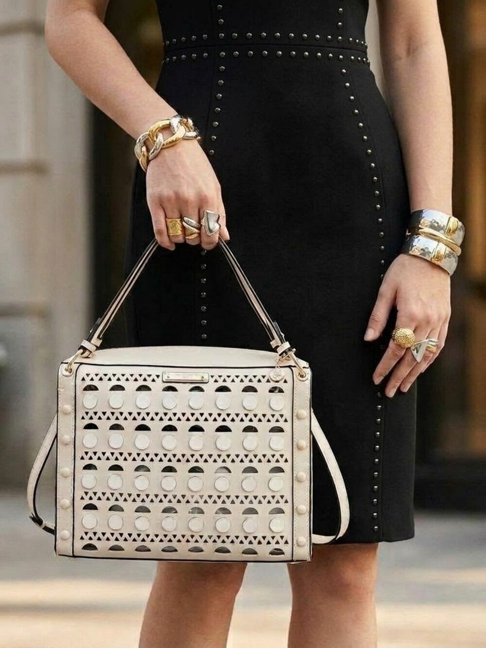 Nicole Lee Green/Sage Silver Pop Stud Satchel Bag