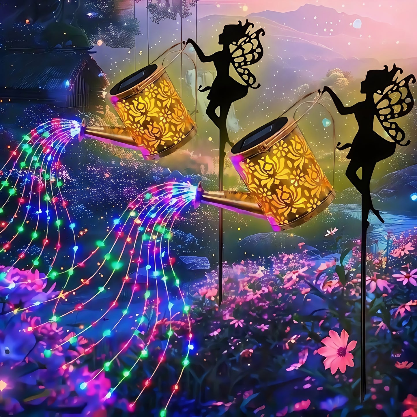 2PCS Solar Garden Decorative Lamp, Outdoor Landscape Lamp, Torch Lamp, Outdoor Lighting Lamp, Party Atmosphere Lamp, Fairy Lamp, Suitable For Gardens, Parks, Commercial Streets, Holiday Gifts.