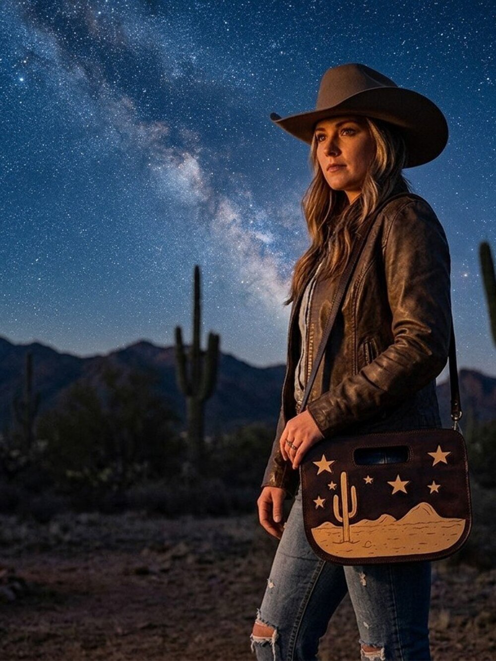 American Darling Night Desert Star Leather Crossbody Bag