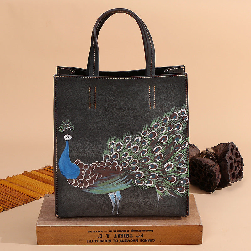 The Sassy Peacock Vintage Leather Women's Handbag