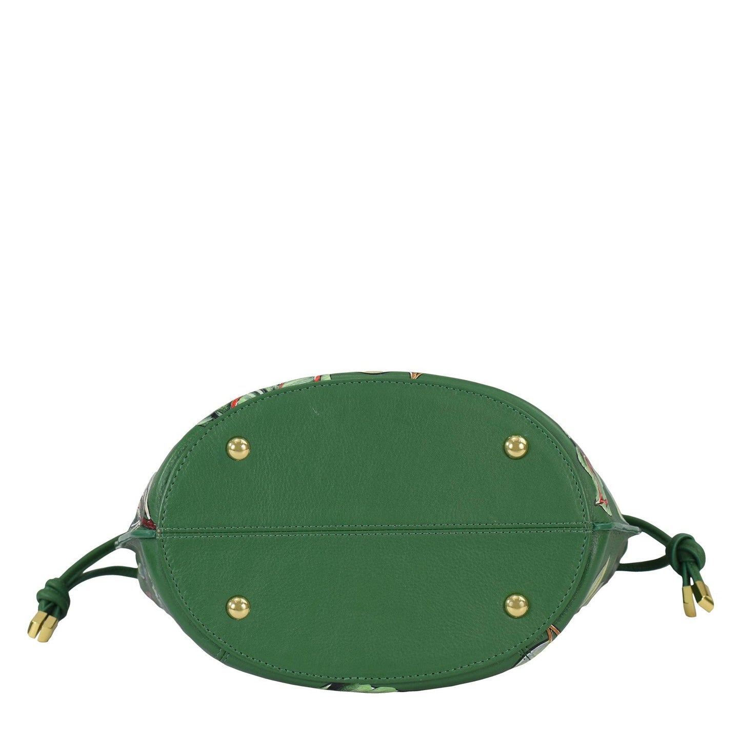Anuschka Drawstring Bucket Bag - 723-green with butterfly