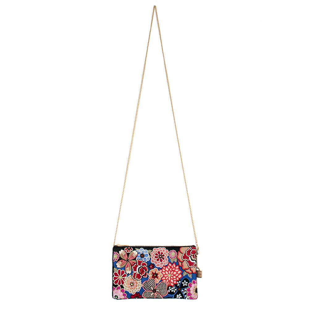 Mary Frances Ambrosia Floral Beaded Flowers Crossbody Phone Bag