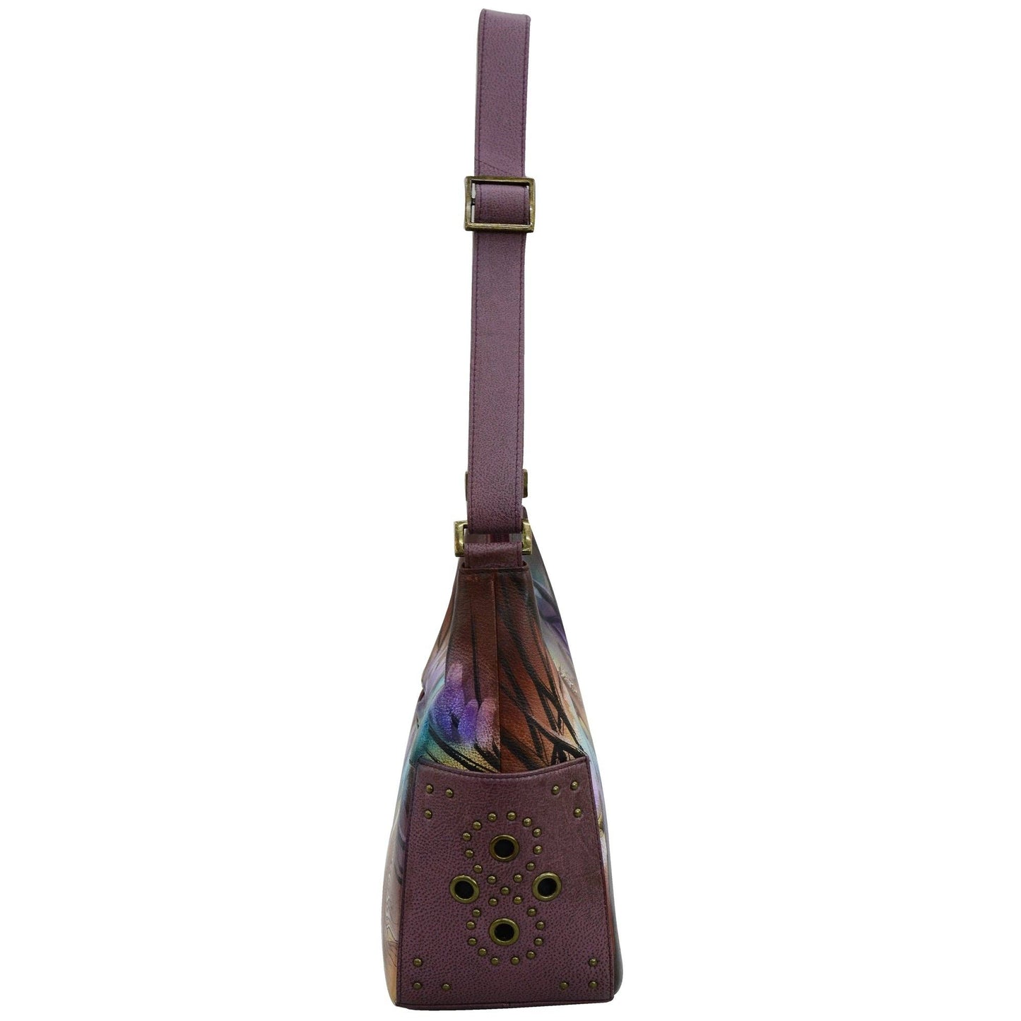 Anuschka Hand-Painted Leather Classic Hobo With Studded Side Pockets - 433-horse