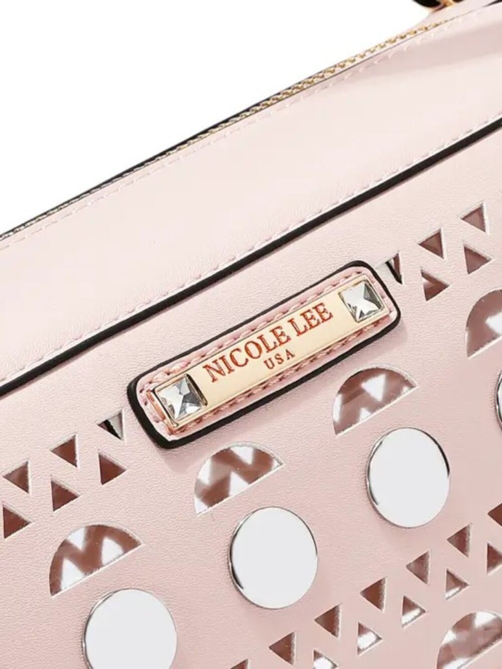 Pink Blush Silver Pop Stud Satchel Bag