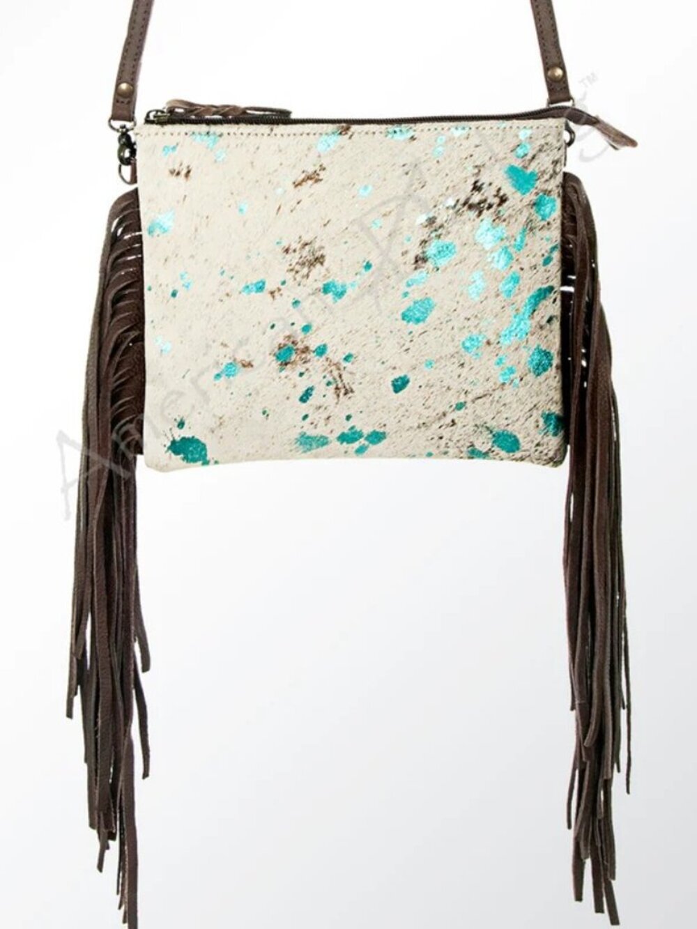 American Darling Turquoise Speckled Fringe Crossbody