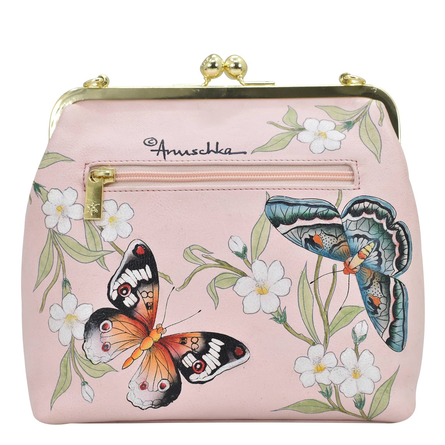 Anuschka Mediumkisslock Frame Crossbody - 700 Butterflys- dusty pink