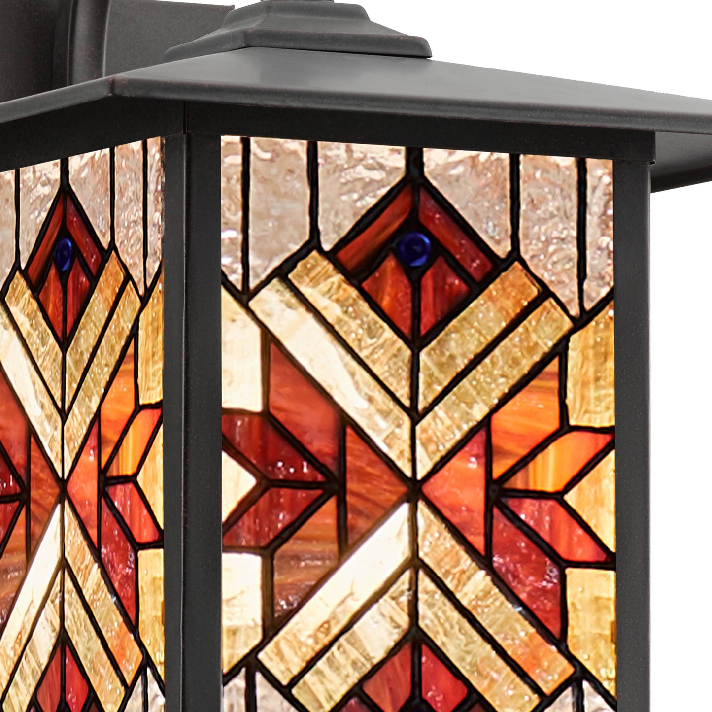 11.75"H Eli Red 1-Light Outdoor Lantern Stained Glass Wall Sconce