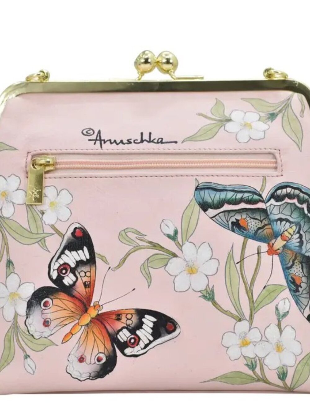 Anuschka hand painted Butterfly Bloom Kisslock Crossbody