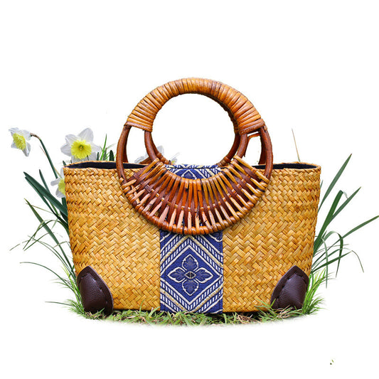 Vintage handmade straw handbag- The Salado Bag