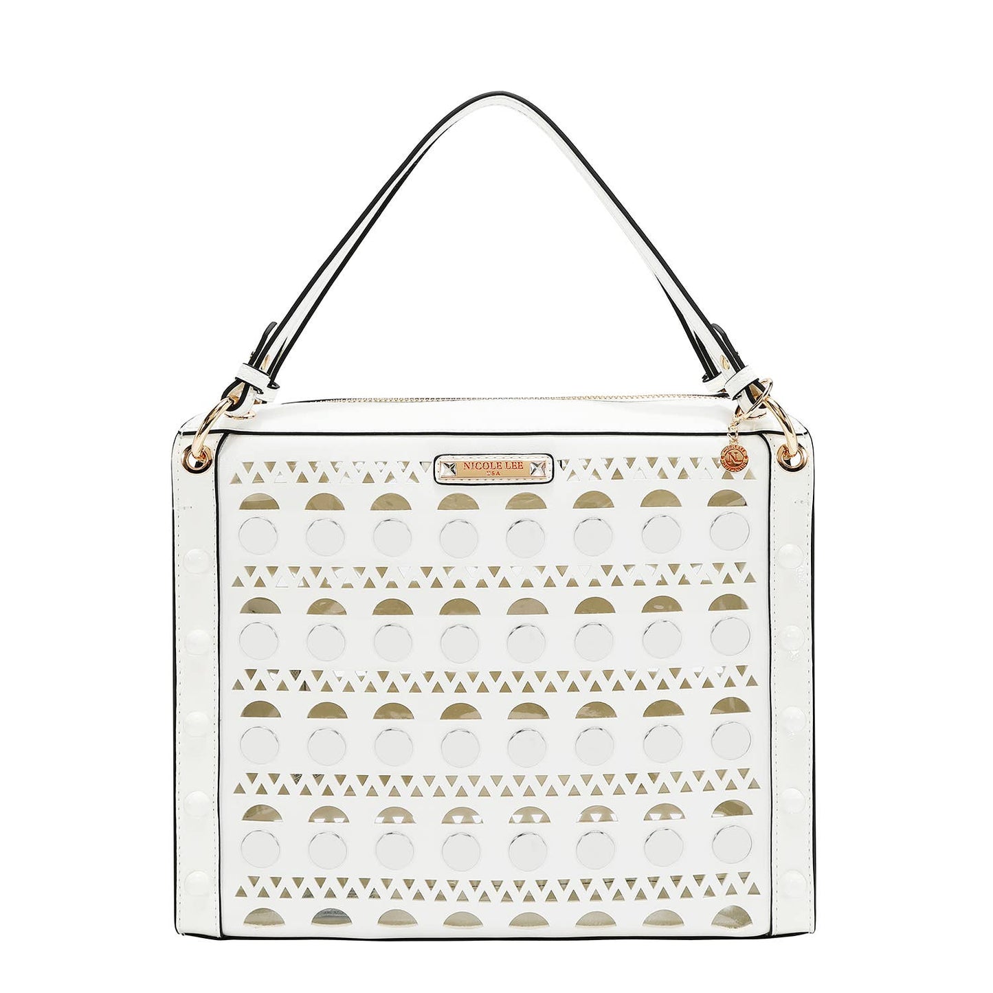 SILVER POP STUD SATCHEL BAG