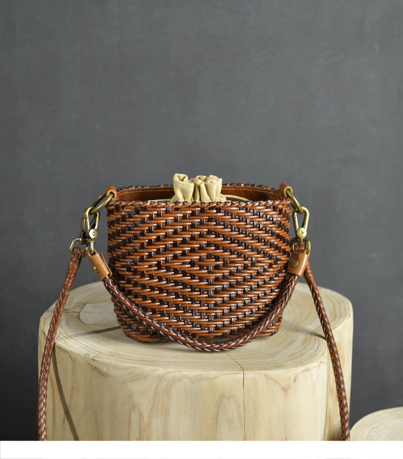 "The Element"  Retro Cowhide Weave Vintage Handbag