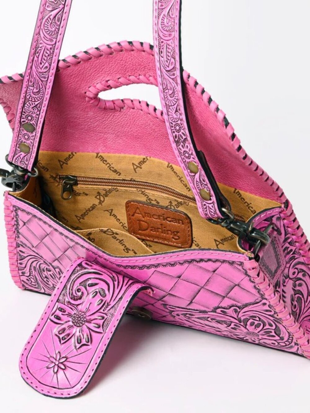 American Darling Pink Floral Bloom Western Crossbody Bag