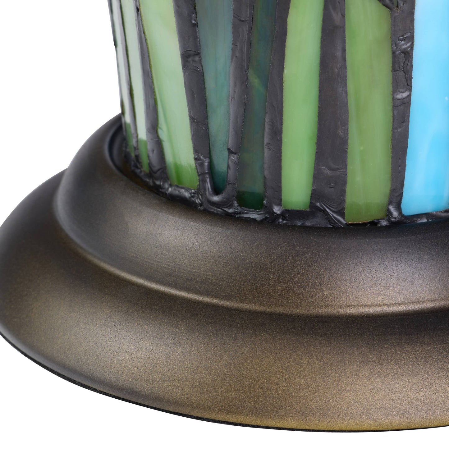 13.5"H Tiffany-Style Floral Vase Stained Glass Table Lamp