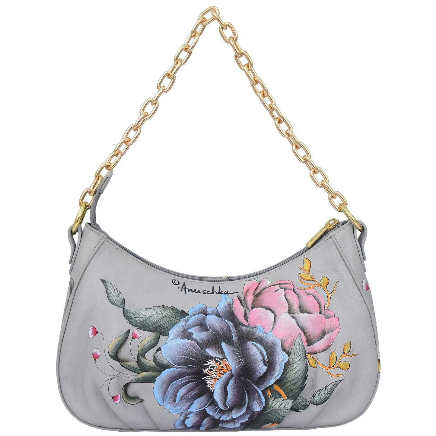 Anuschka Ruched East West Hobo With Chain - 722with floral design