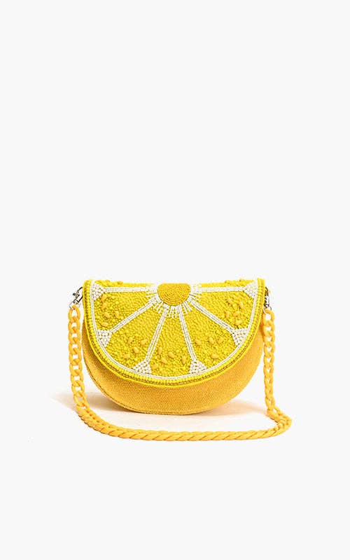 America & Beyond Couture Crescent Lemon Shoulder Bag