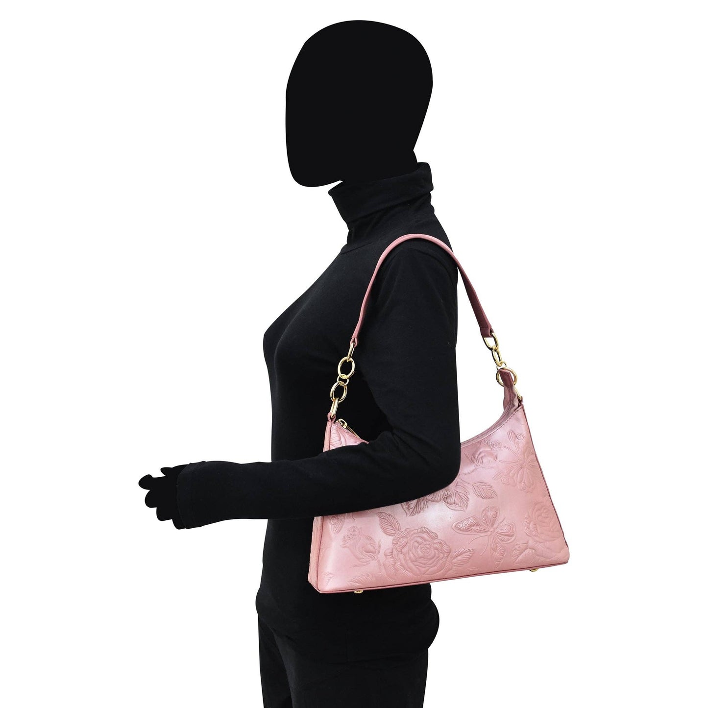 Anuschka Hobo With Chain Strap - 707 Pink