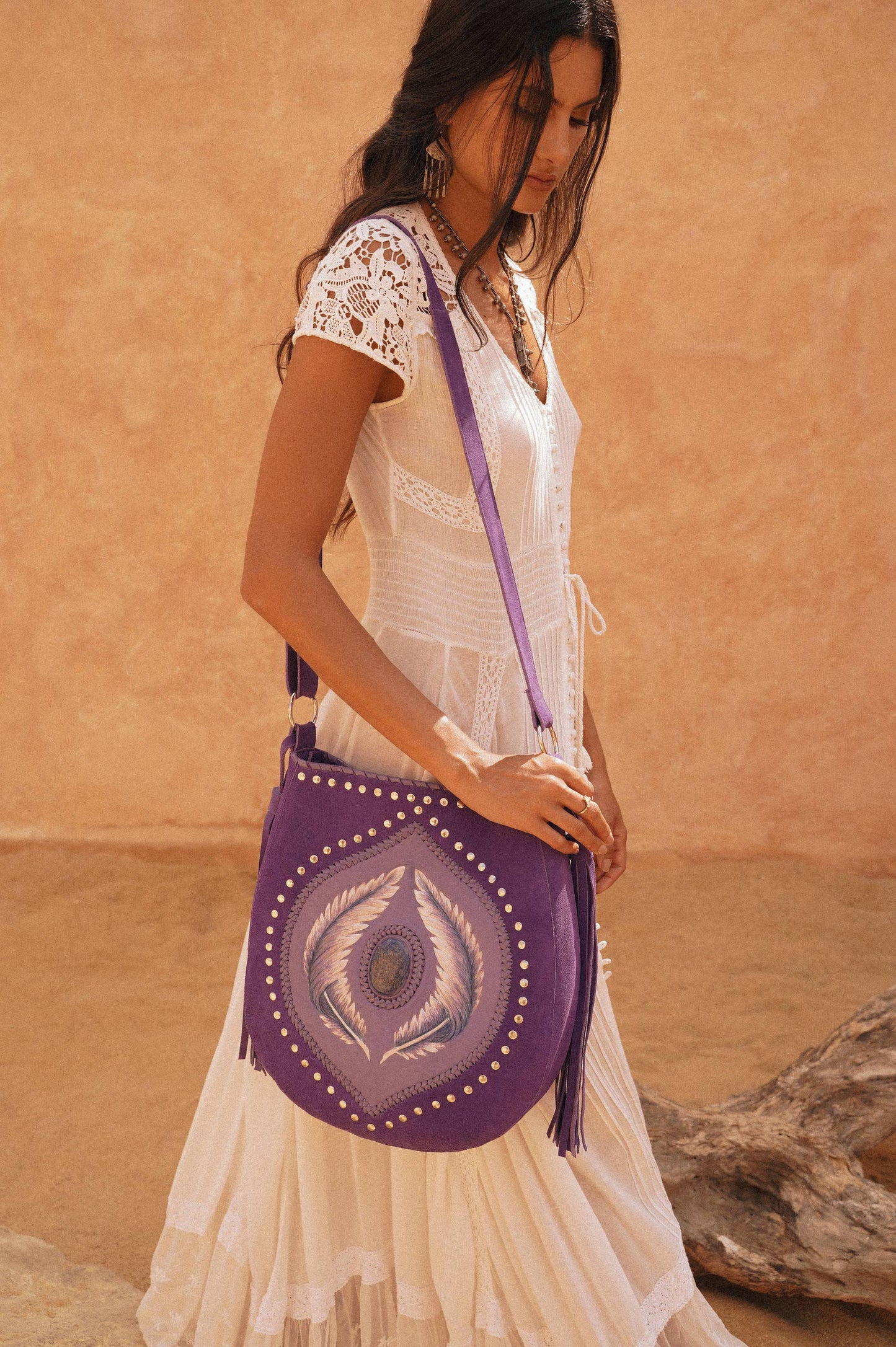 Angel Feather Pouch Bag Bright Purple