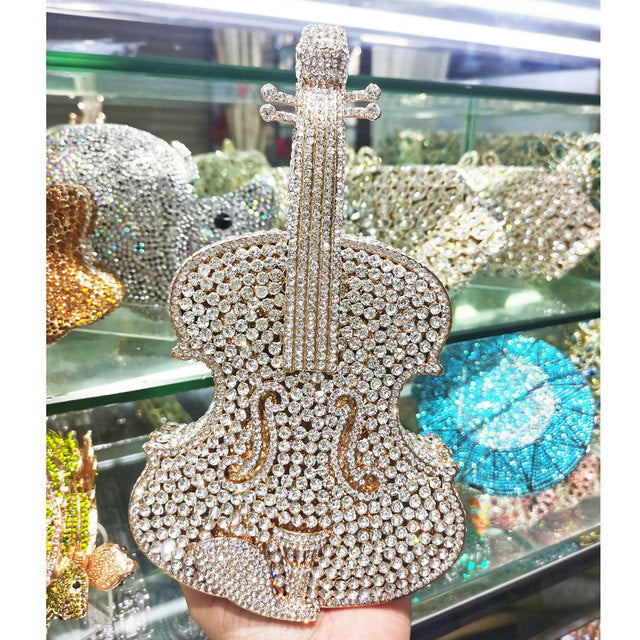 Amazing Luxury Violin Crystal Evening Bag