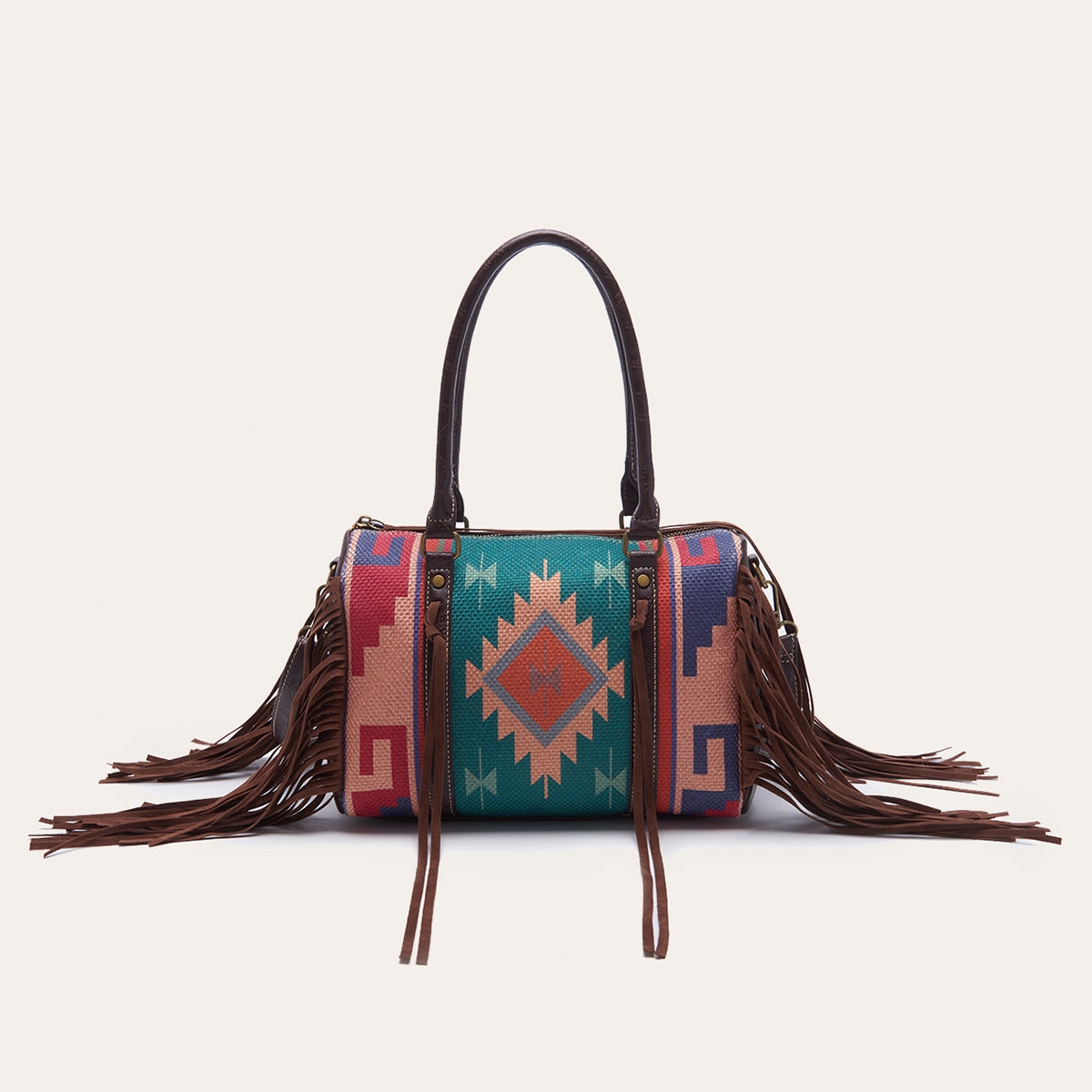 "The Boho Cowgirl" Cotton And Linen Fringe Shoulder Handbag
