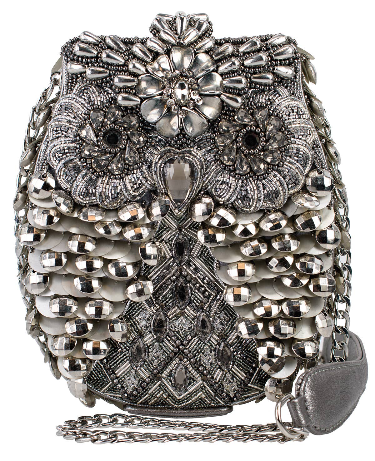 New Mary Frances Who Me? Silver Beaded Owl Crossbody Handbag- preorder Avail August 2025