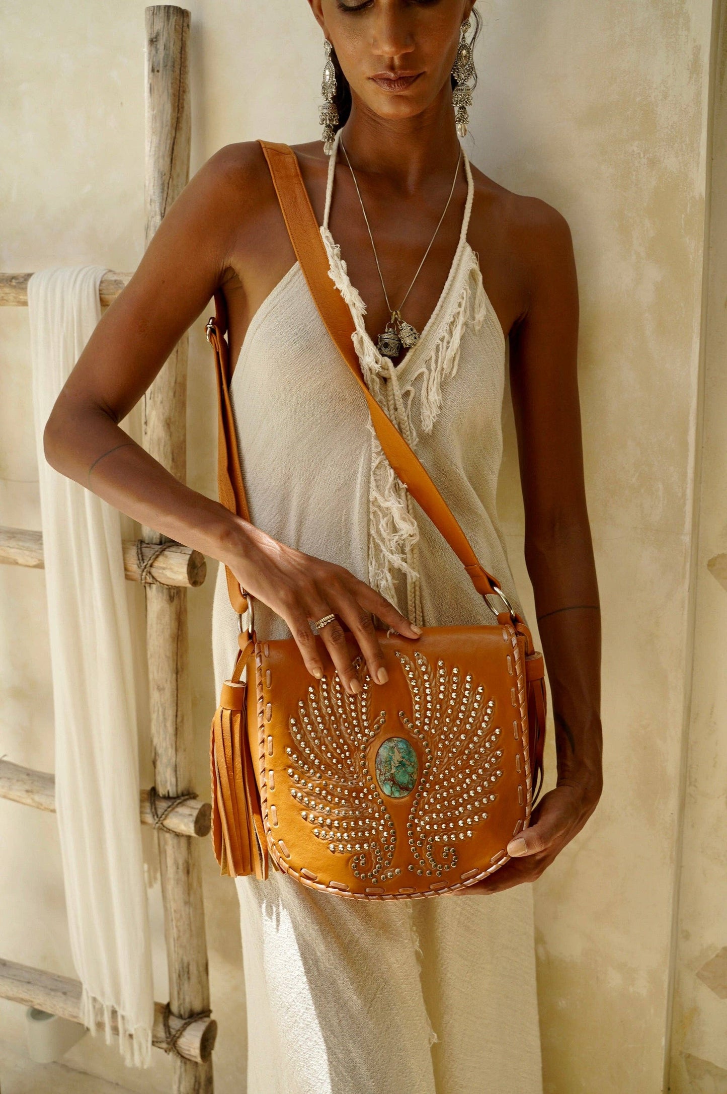 Fly Away Feather Bag Antique Tan/Silver