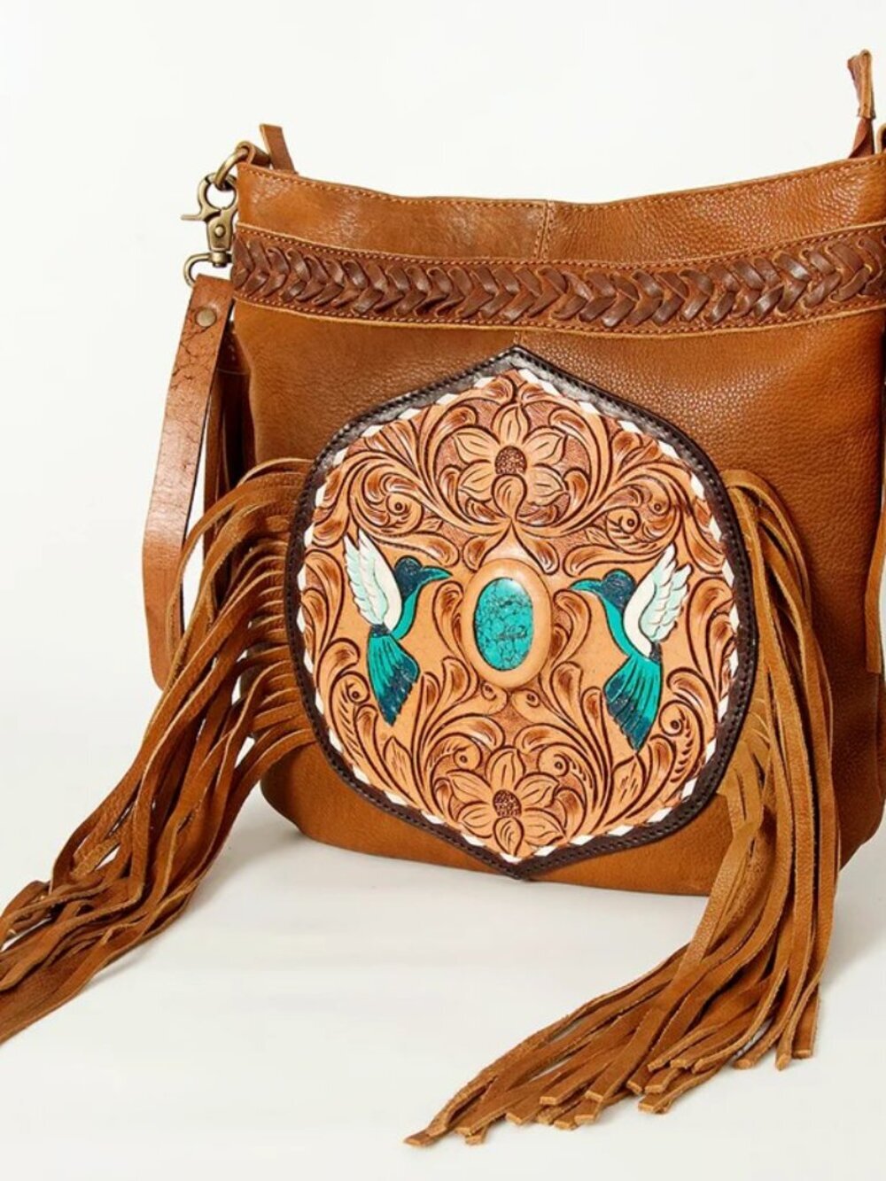 American Darling Turquoise Hummingbird Spirit Fringe Crossbody