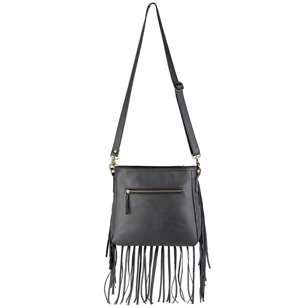 Full Grain Leather & Acid Wash Cowhide Shoulder Bag -Women's