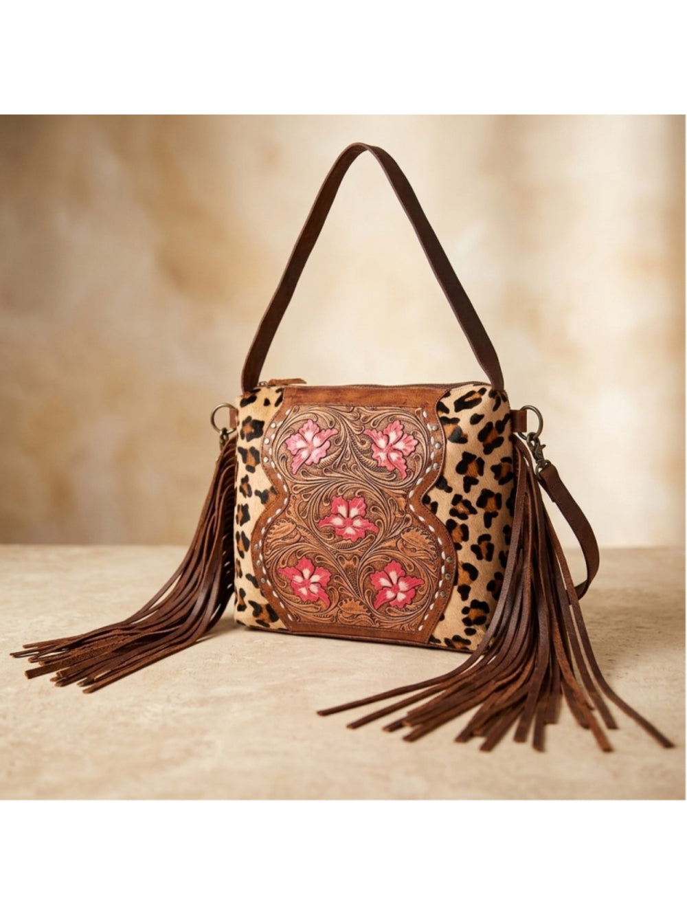 American Darling Wild Cat flower Western Leather Convertible Crossbody