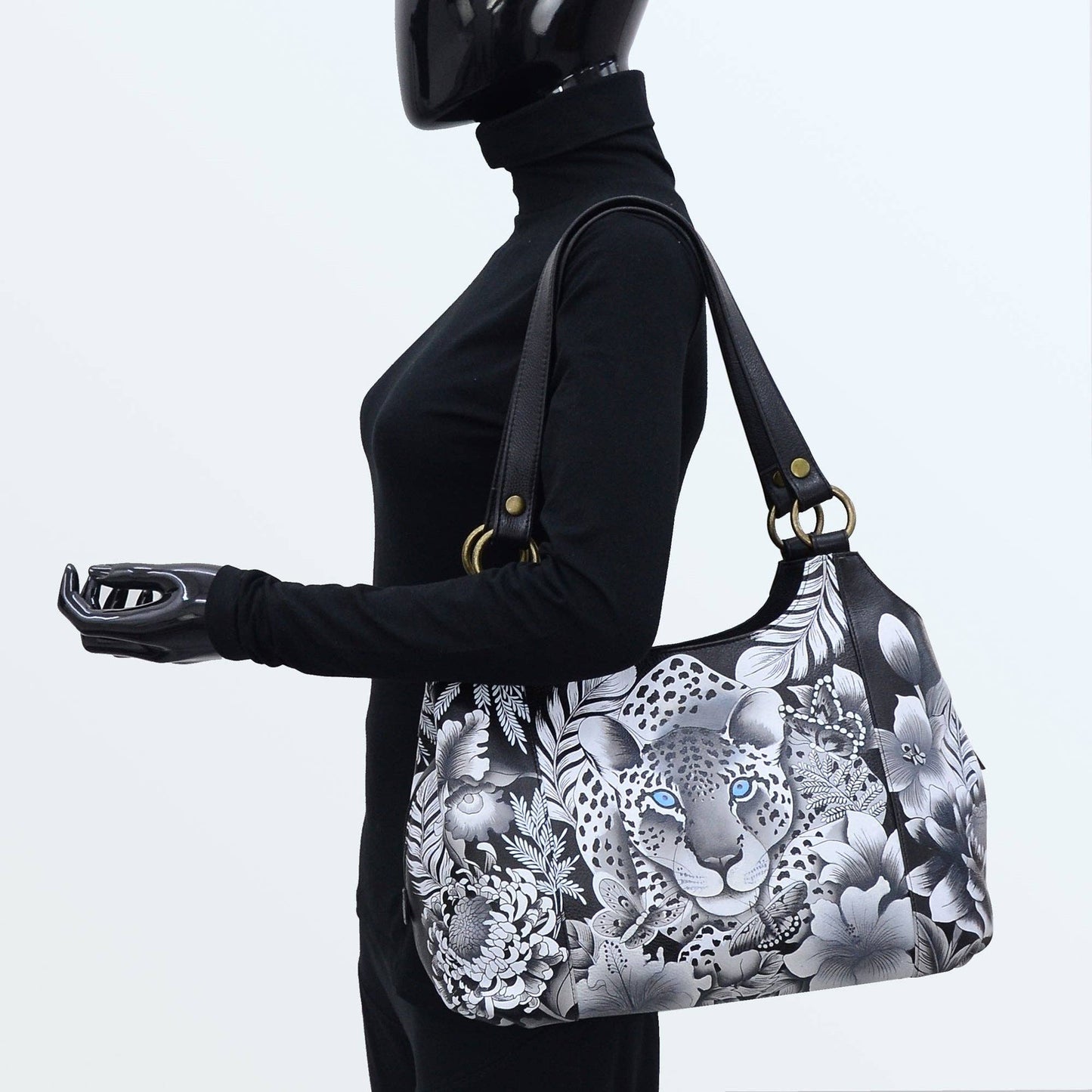 Hand-Painted Leather Triple Compartment Large Satchel - 652