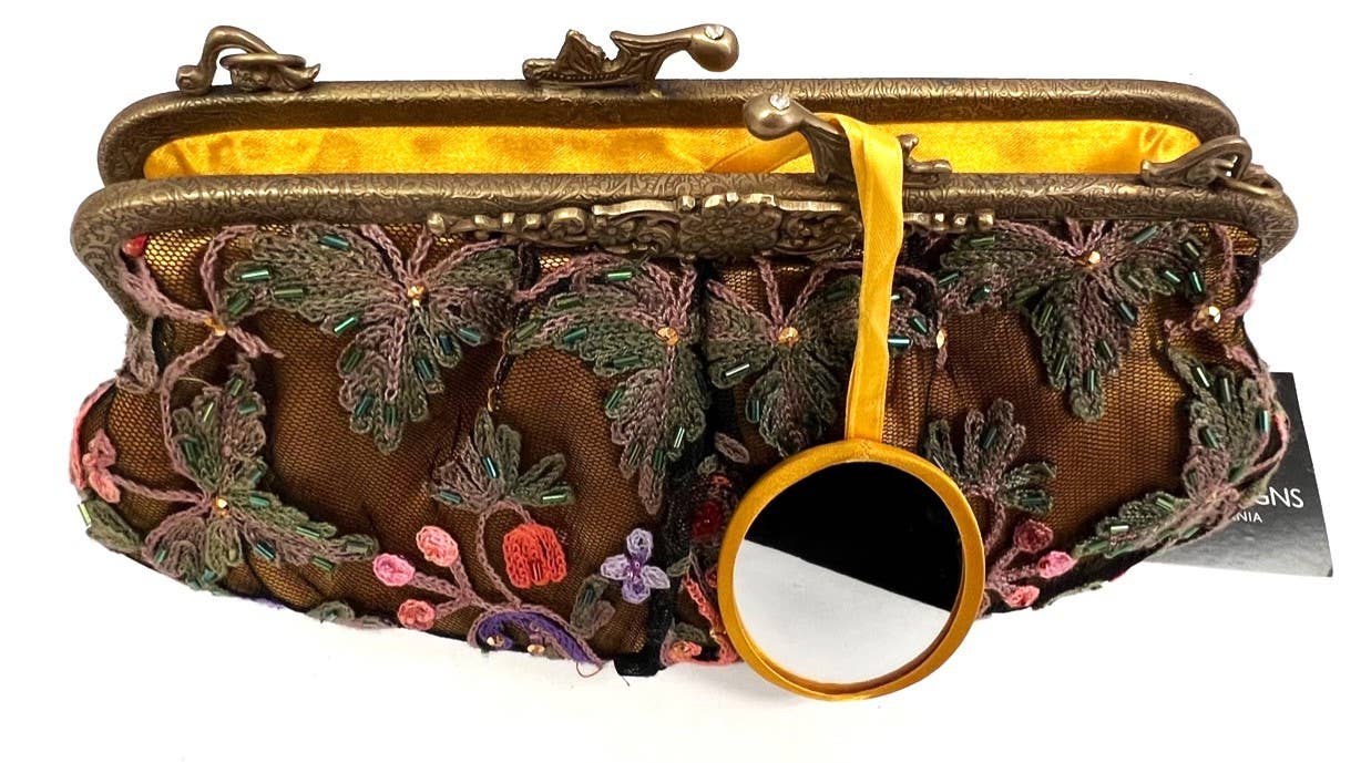 Vintage Crewel Embroidered Women's Clutch Bag