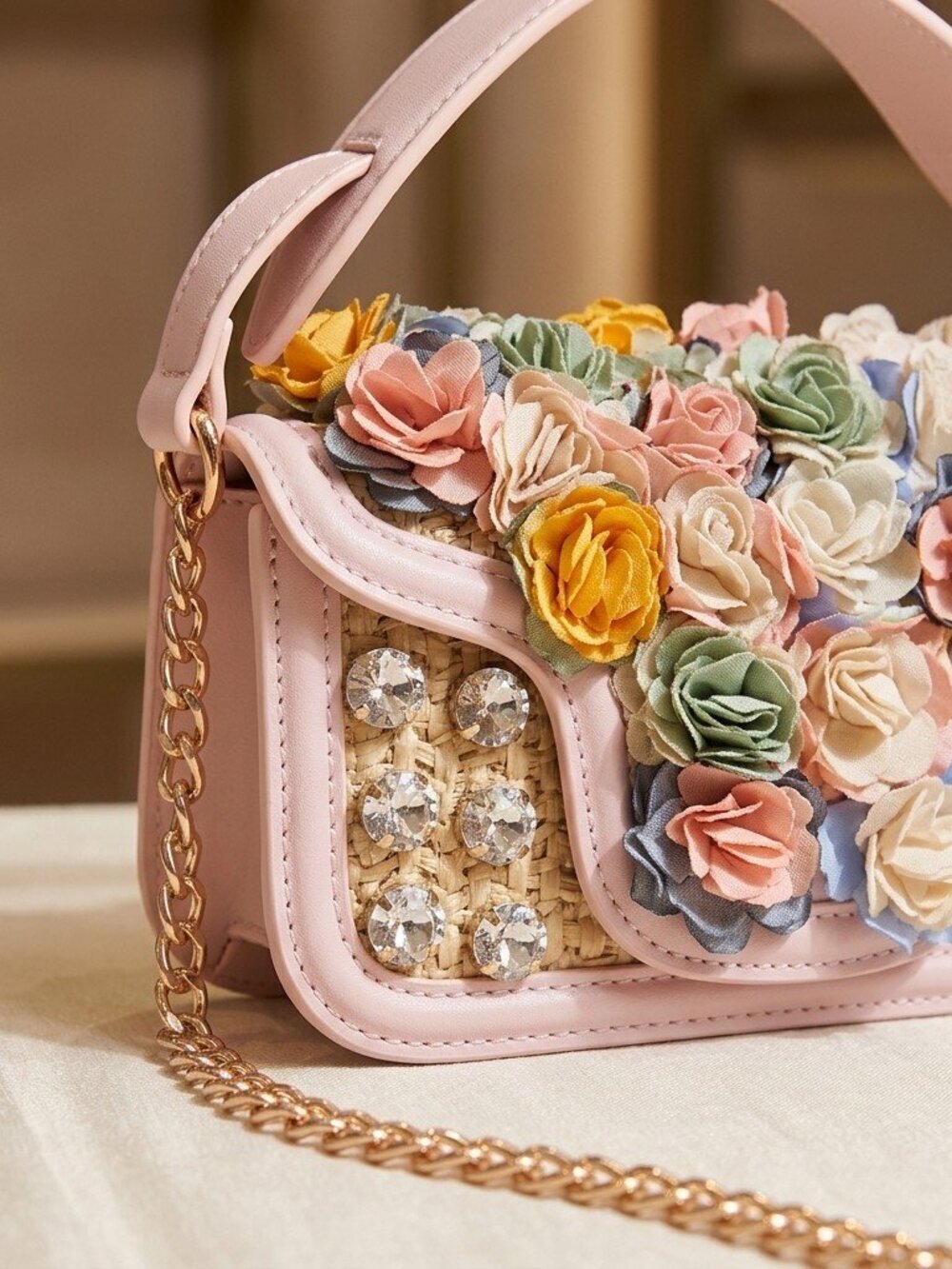 Blush Bloom Crystal Shoulder Bag-Petal Parade Crossbody