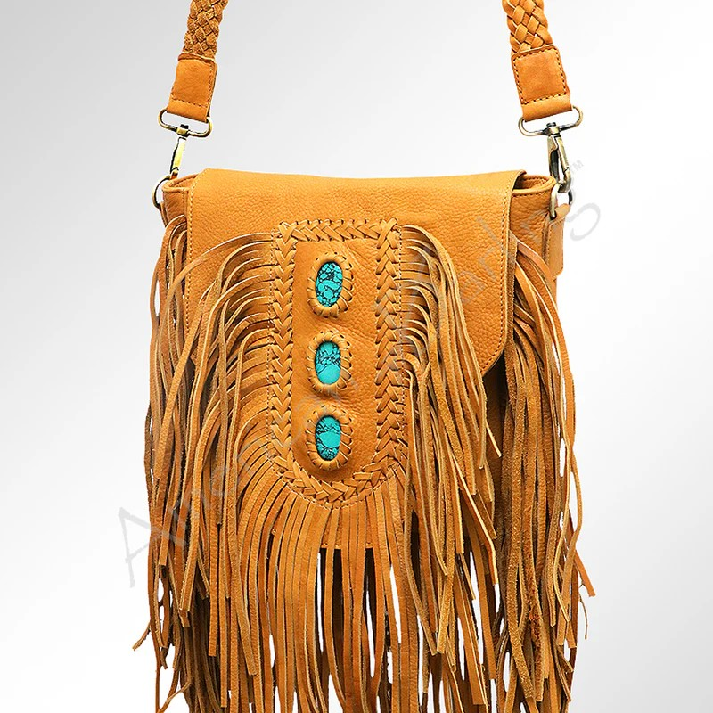 American Darling Desert Fringe Turquoise Stone Crossbody