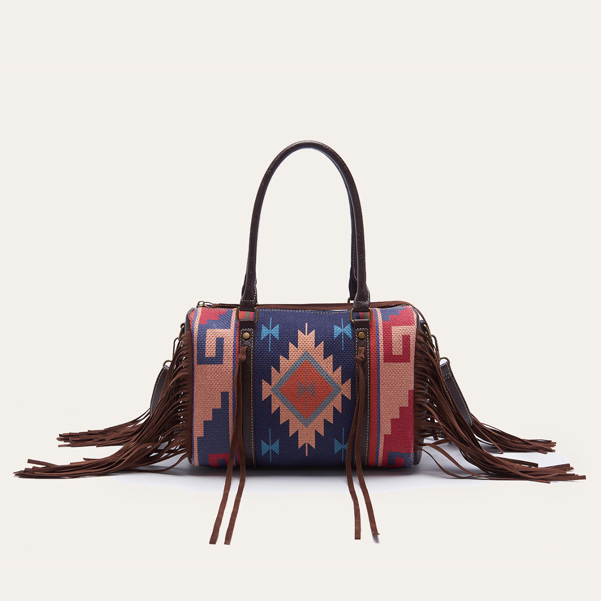 "The Boho Cowgirl" Cotton And Linen Fringe Shoulder Handbag