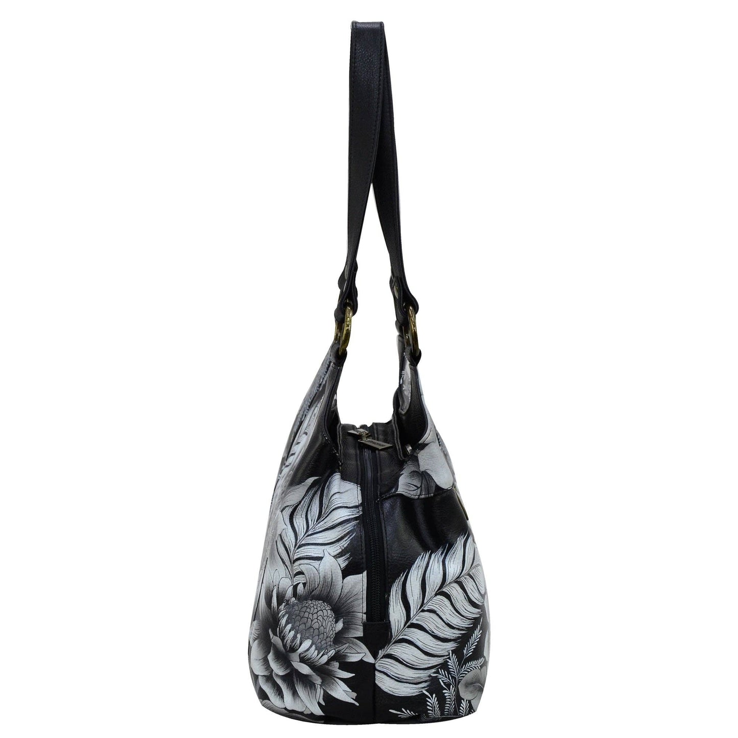 Hand-Painted Leather Triple Compartment Large Satchel - 652