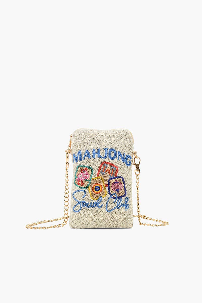 Mahjong Street Fully Hand-Beaded Crossbody Bag