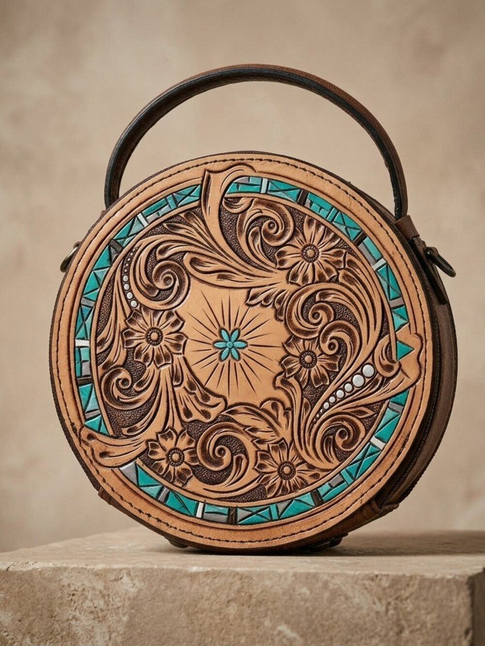 American Darling Boho Mosaic Circle Crossbody Canteen Bag