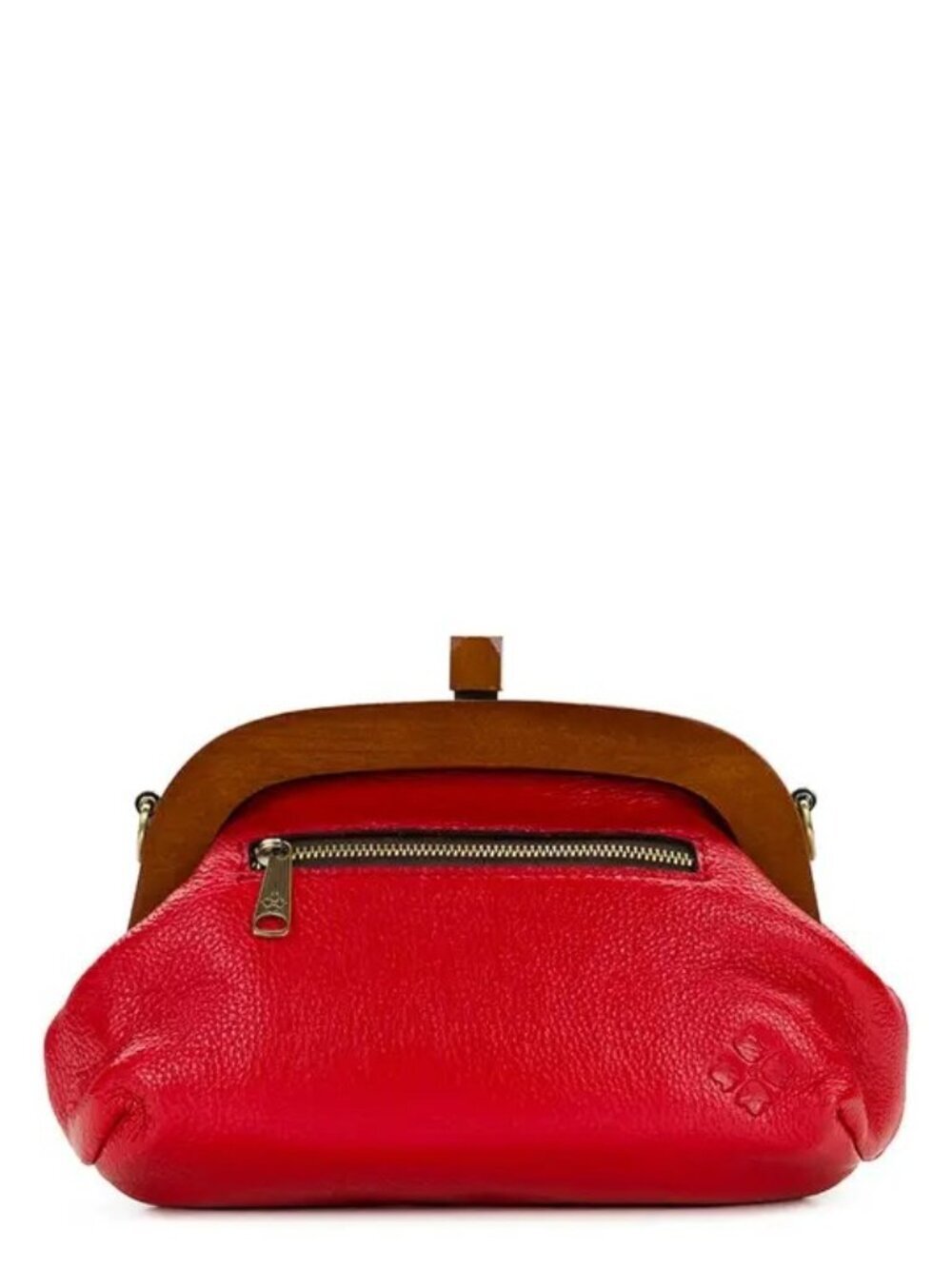 Patricia Nash Joelle Wooden Frame Crossbody - Rugged Natural Grain Leather-Rose