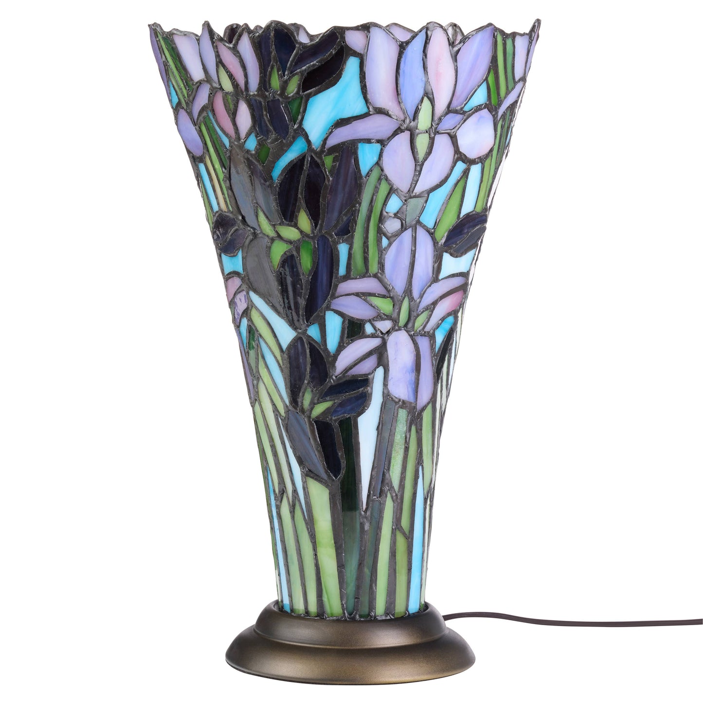 13.5"H Tiffany-Style Floral Vase Stained Glass Table Lamp