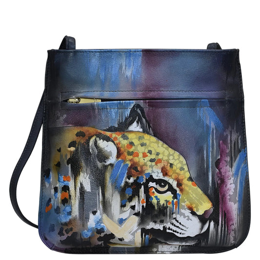 Anuschka Abstract Cheetah Slim Crossbody With Front Zip - 452