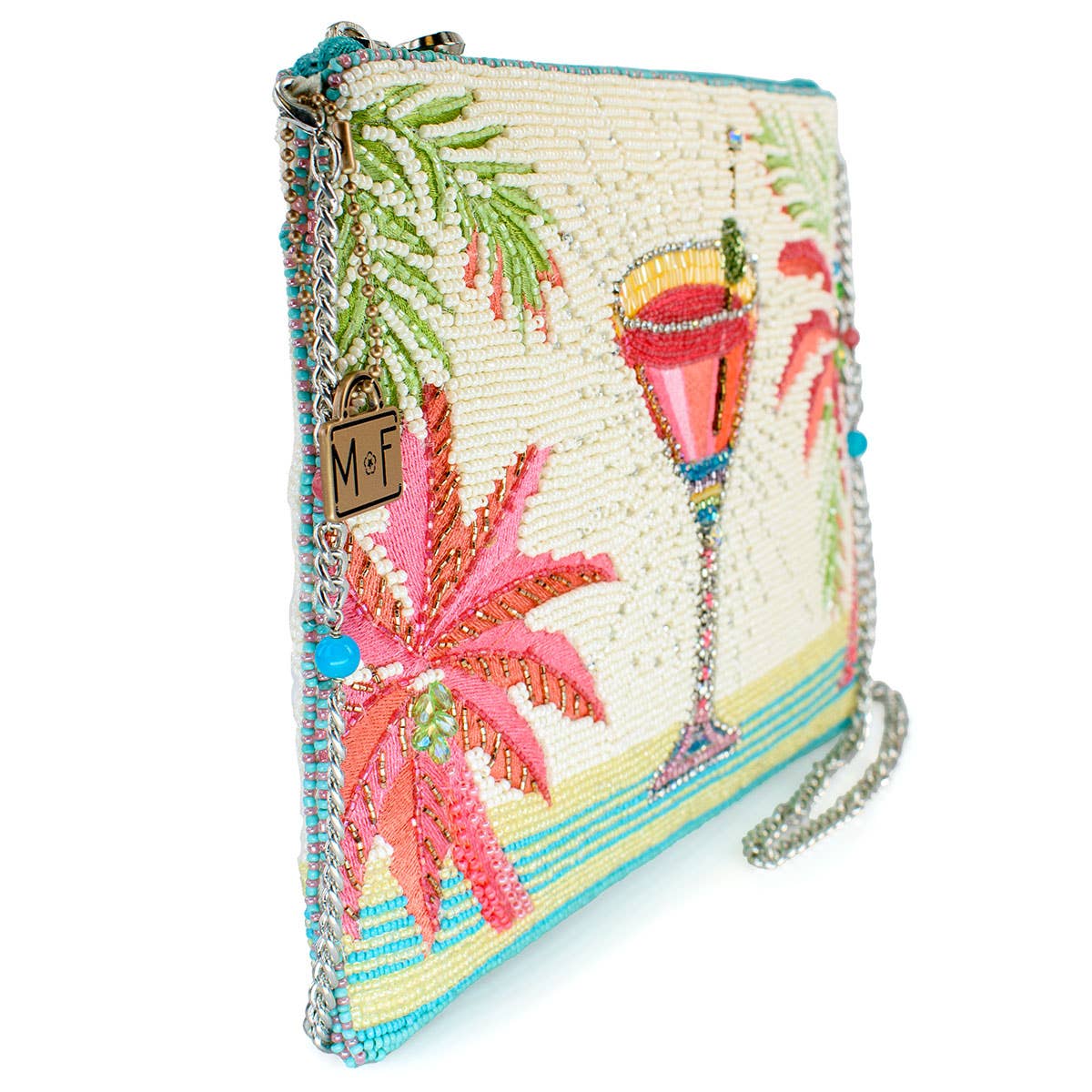 Palm Paradise Beaded Cocktail Crossbody Handbag