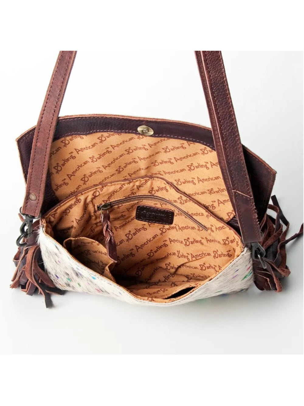 American Darling Wildflower Sparkle Fringe Crossbody Bag with turquoise center