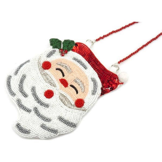 CHRISTMAS SANTA SEED BEAD EMBELLISHED BAG