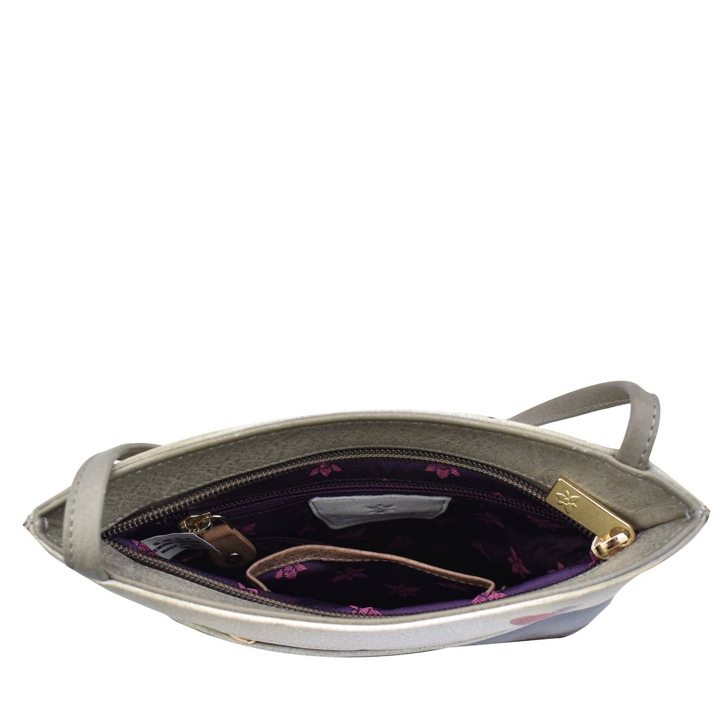 Anuschka Hand-Painted Leather Slim Crossbody With Front Zip - 452- Elephant