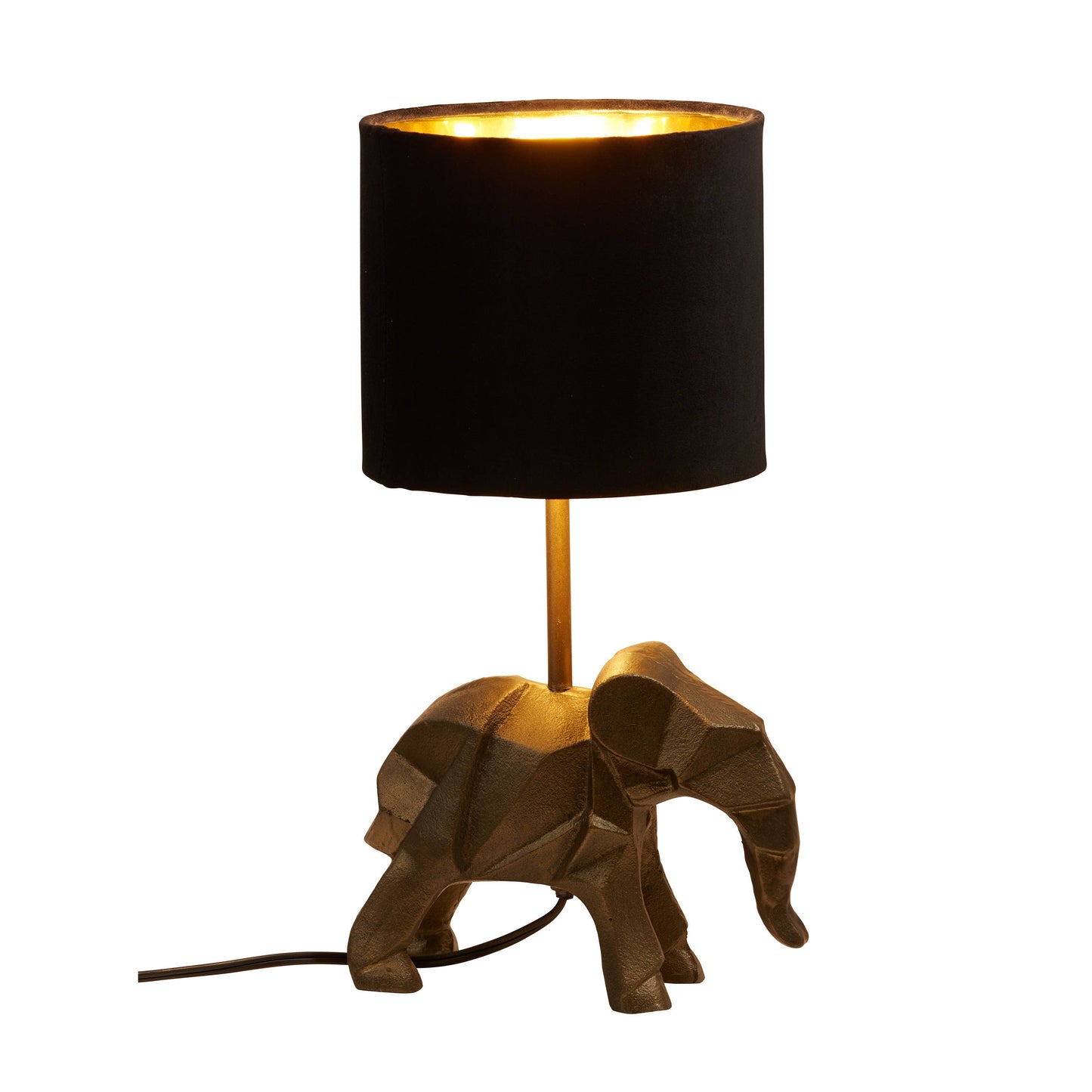 15.5''H Black Shade with Novelty Elephant Base Table Lamp