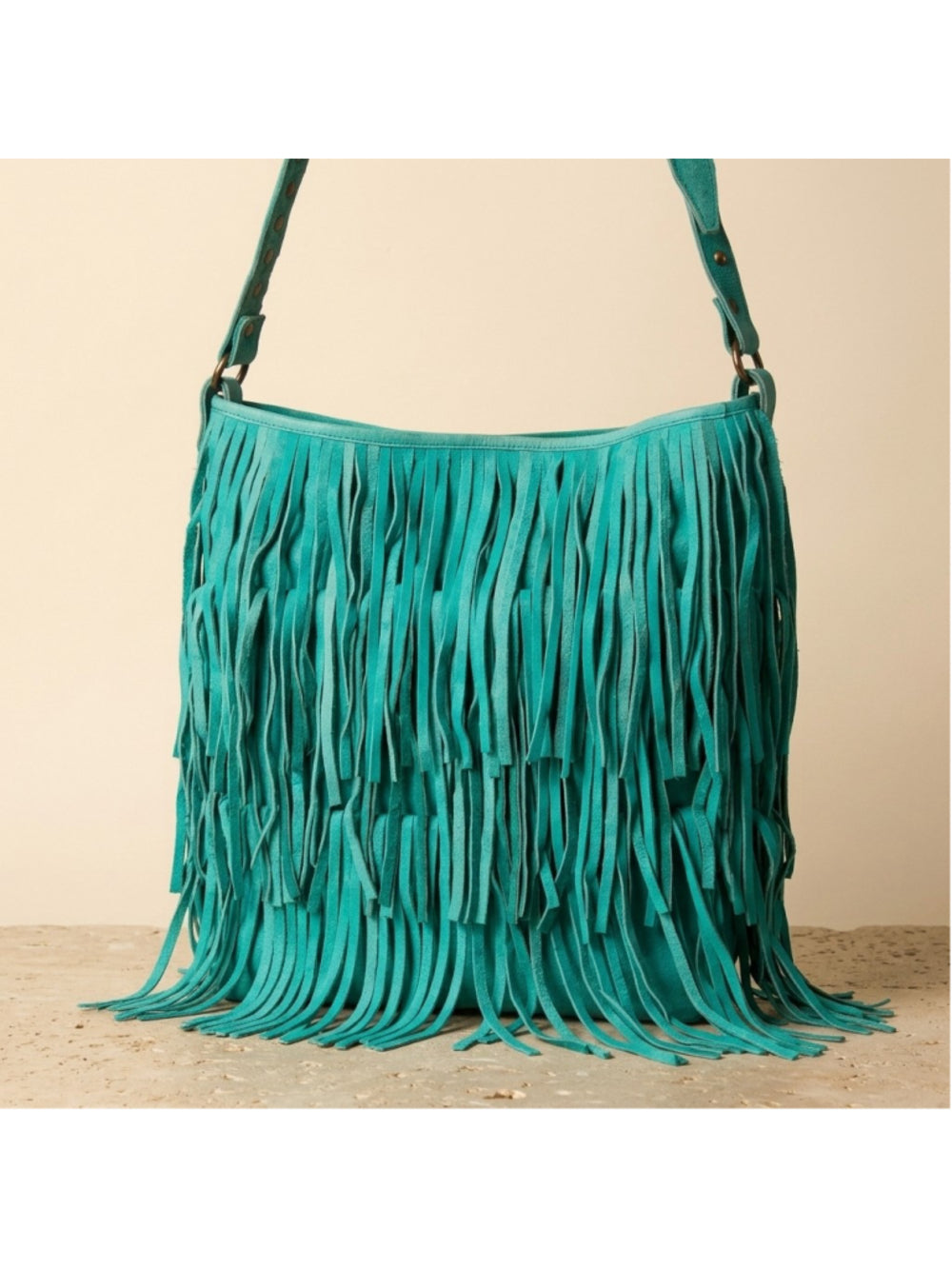 American Darling Shimmy Shimmy Bang Bang Turquoise Fringe Statement Crossbody