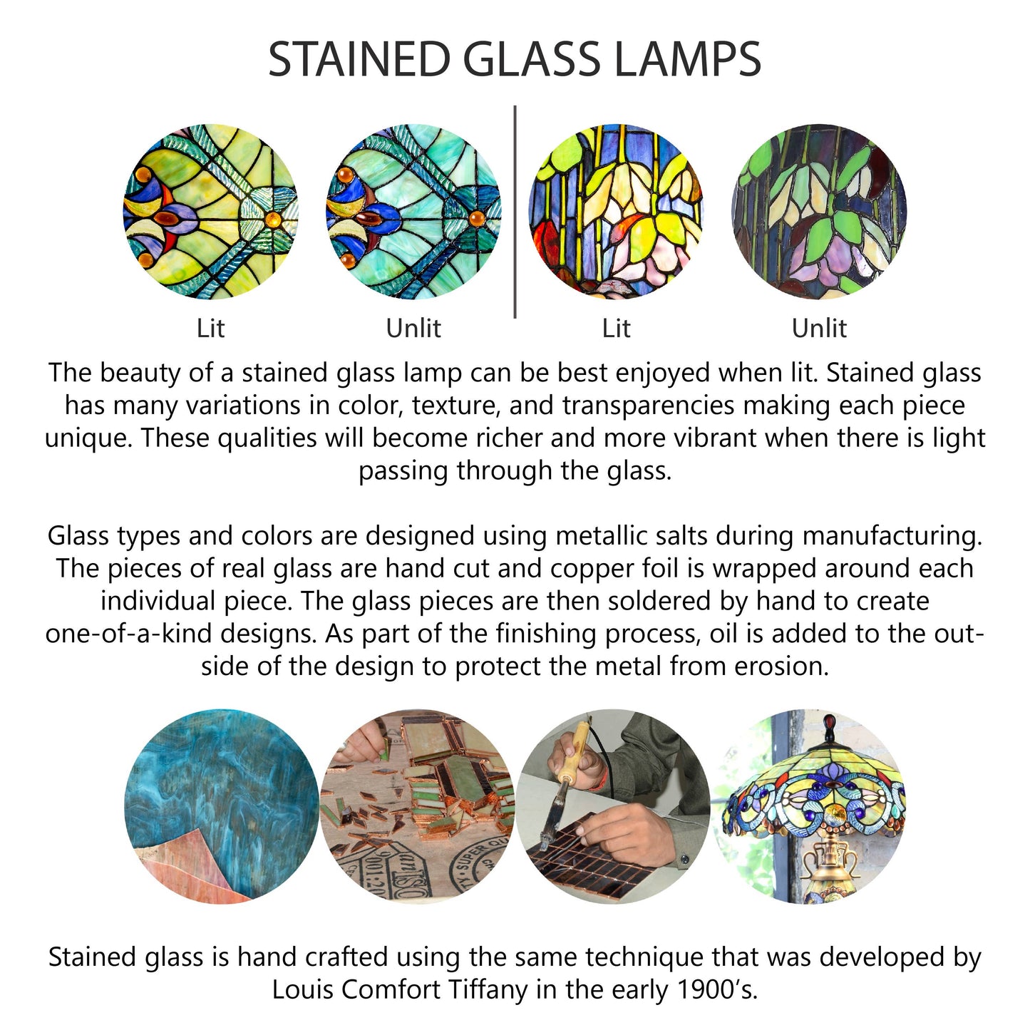 16.5"H Sunflowers Stained Glass Candlestick Table Lamp