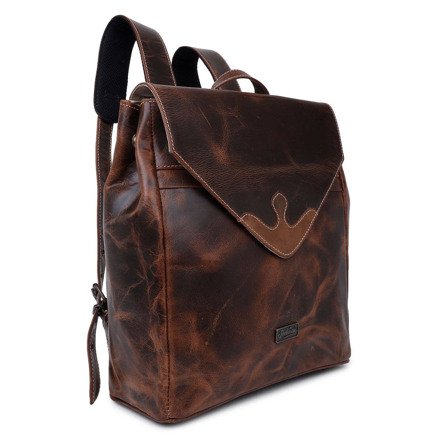 Rustic Leather Women's Backpack - Dark Brown
