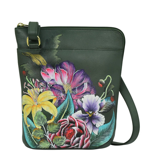 Anuschka Vintage Floral Organizer Crossbody With Extended Side Zipper - 493