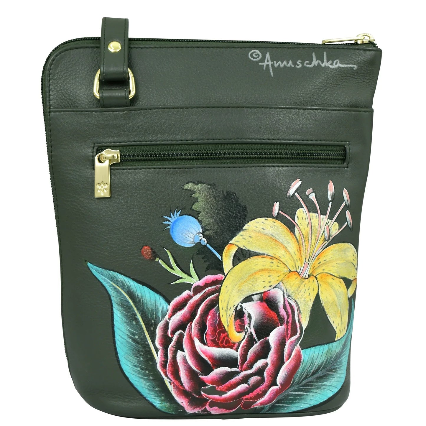 Anuschka Vintage Floral Organizer Crossbody With Extended Side Zipper - 493