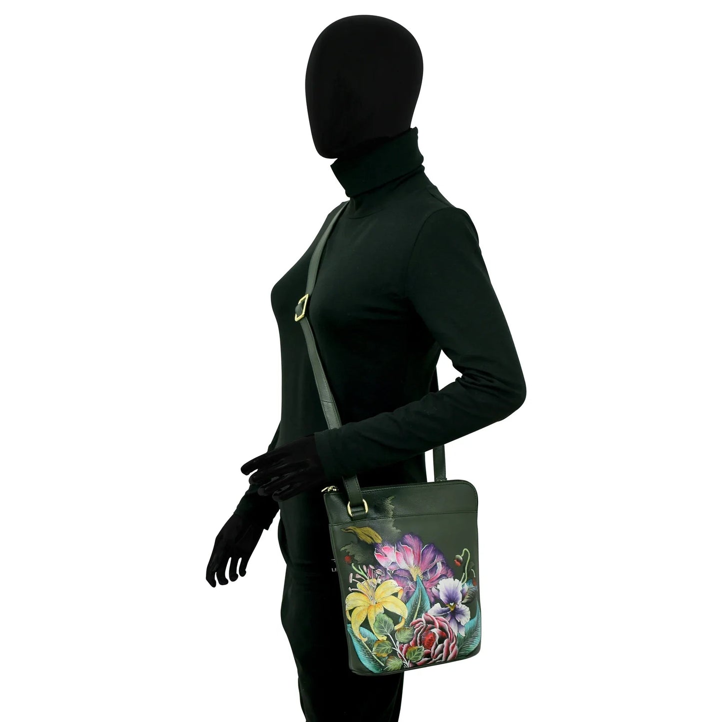 Anuschka Vintage Floral Organizer Crossbody With Extended Side Zipper - 493